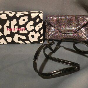 Nine West Envelope Crossbody w/ Snap Close - Silver, Black & Multi Color Sequins